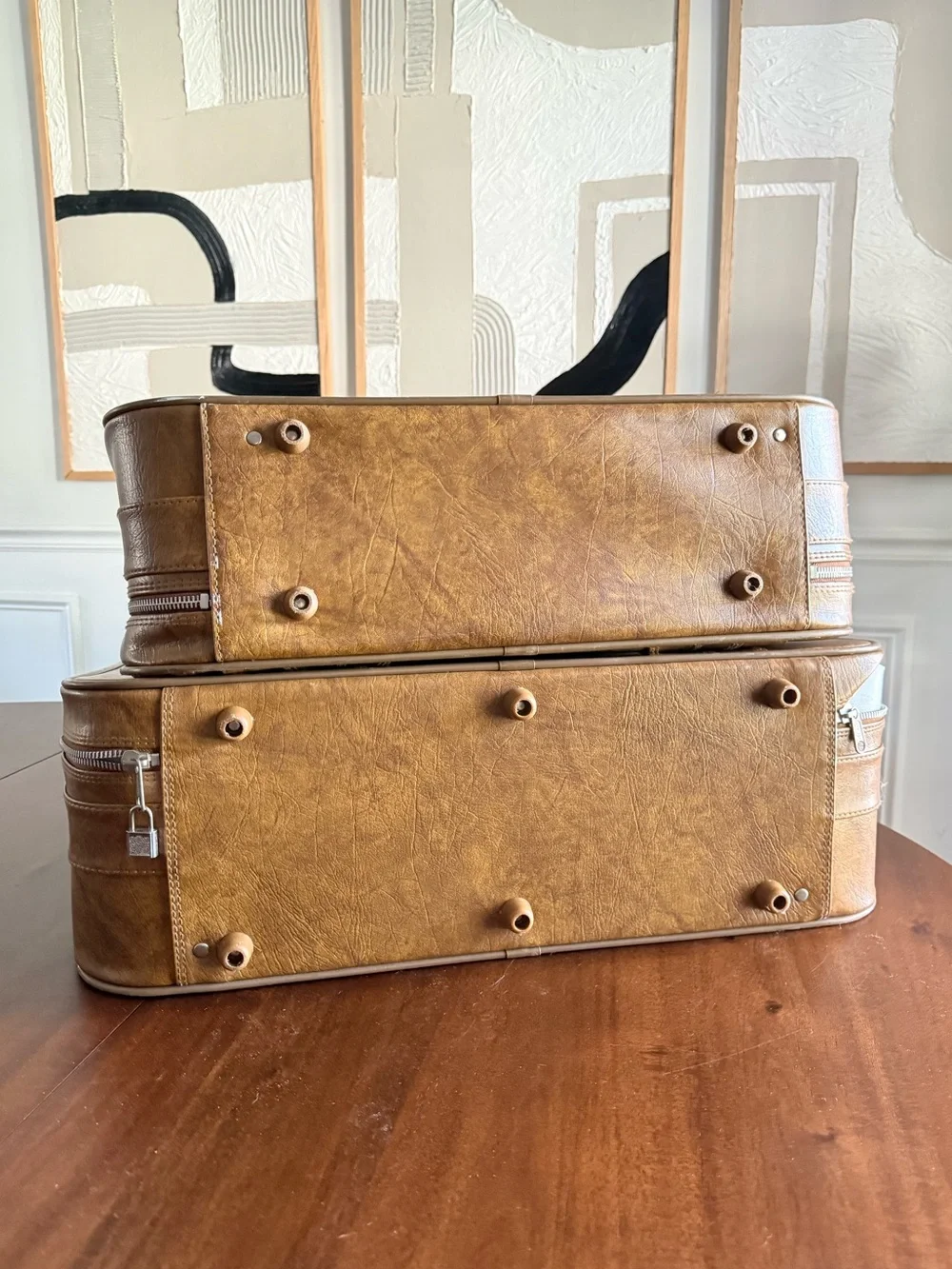 Vintage 1986 American Tourister Retro 2-Piece Brown Luggage Set With Keys